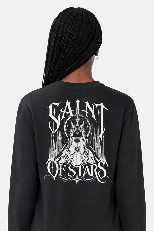 Crowned Saint Sweatshirt on model