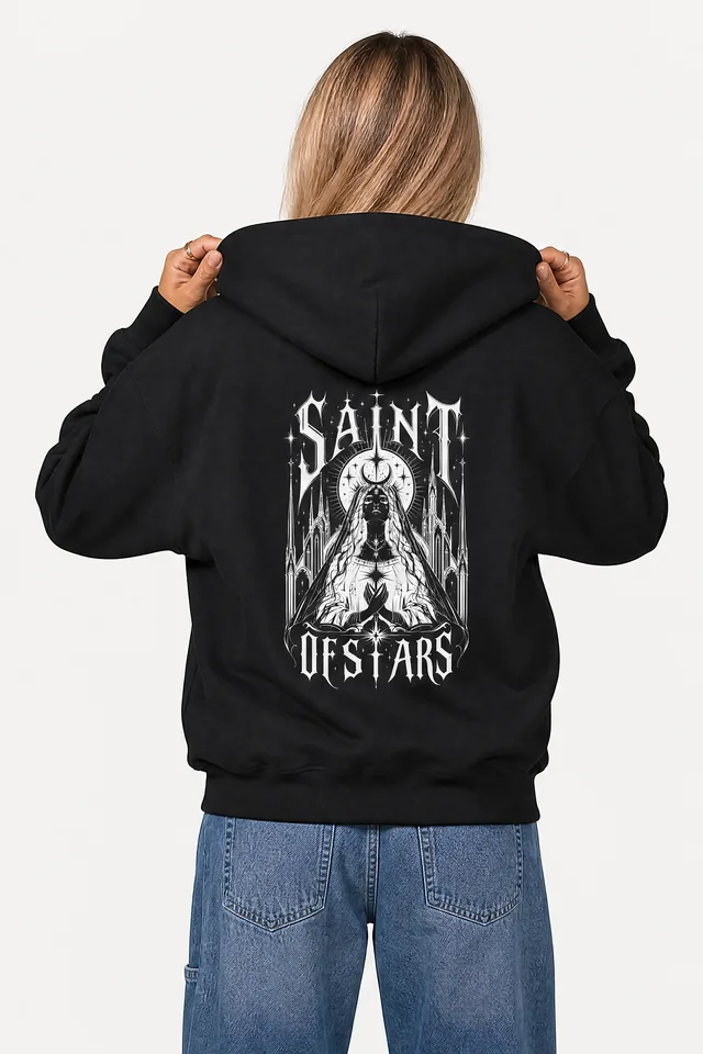 Veiled Prayer Hoodie on model