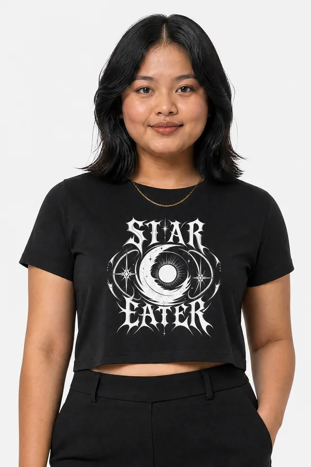 Eclipse Eye Crop Top on model