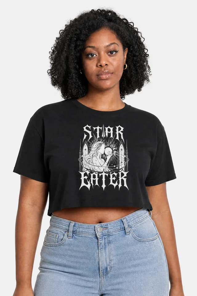 Moon Cradle Crop Top on model