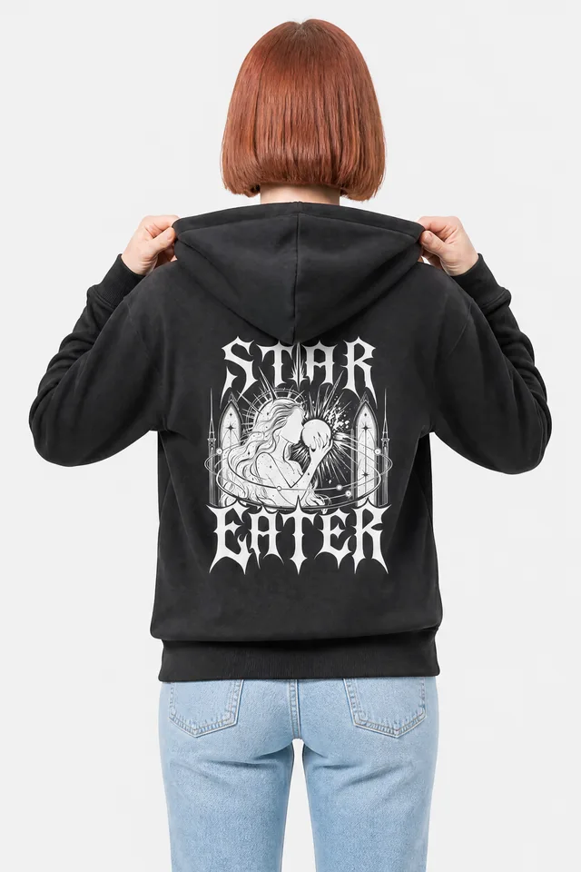 Moon Cradle Hoodie on model