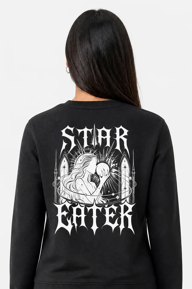Moon Cradle Sweatshirt on model