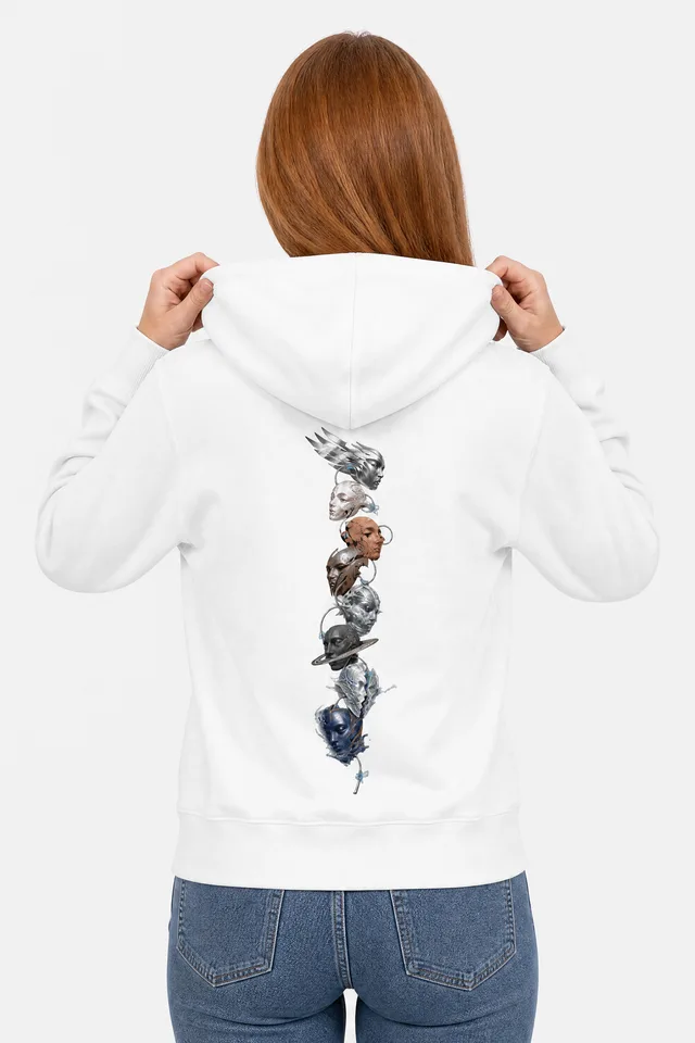 The Planets I Became Hoodie on model
