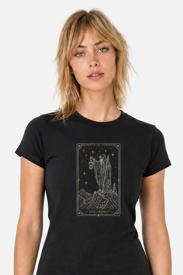 The Hermit Tarot Tee on model