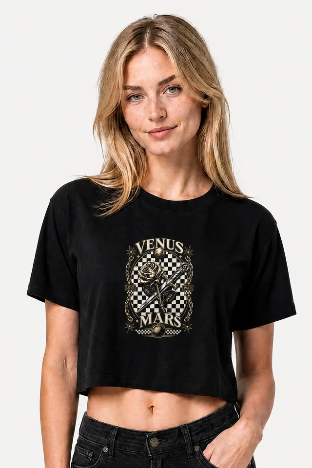 Checkerboard Crop Top on model
