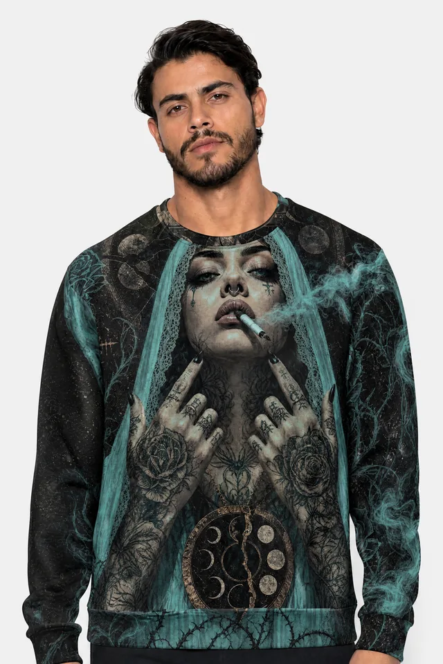 Cyan Vice Sweatshirt on model