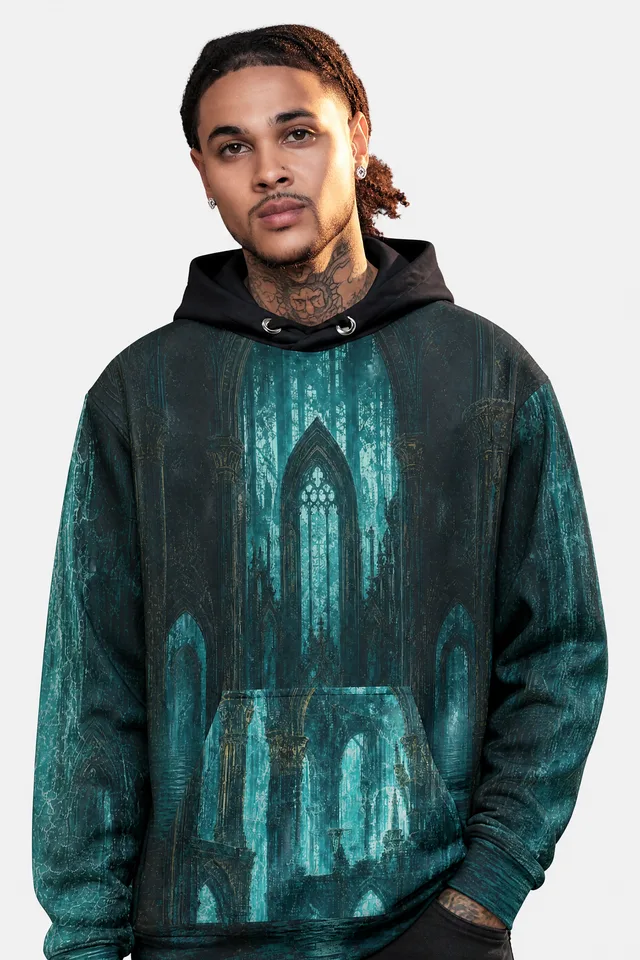 Flooded Chapel Hoodie on model