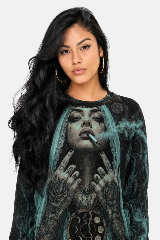 Cyan Vice Sweatshirt on model