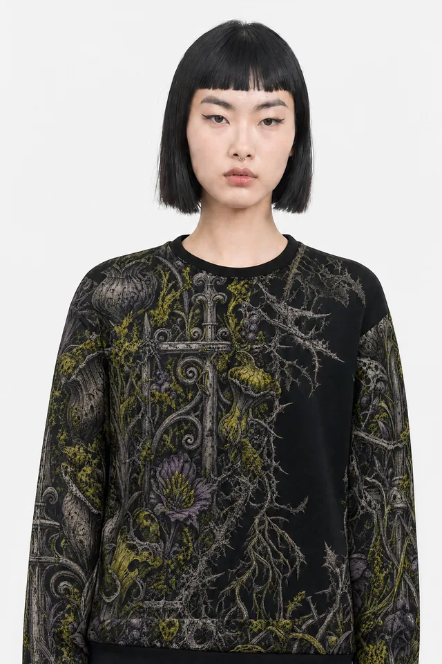 The Soft Thing Ate the Cage Sweatshirt on model