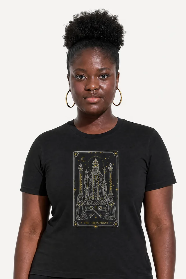 The Hierophant Tarot Tee on model