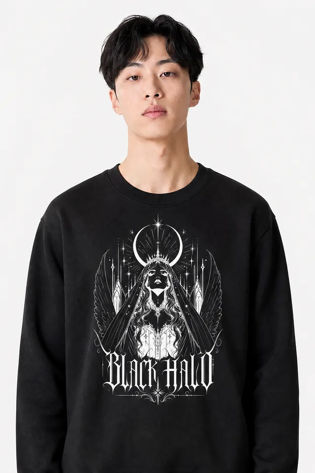 Crescent Crown Sweatshirt on model