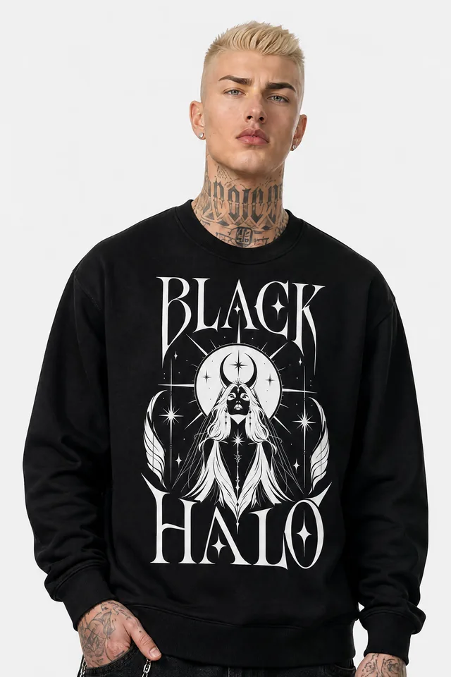Winged Halo Sweatshirt on model