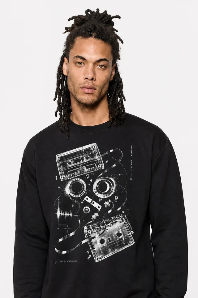 Orbital Tape Sweatshirt on model