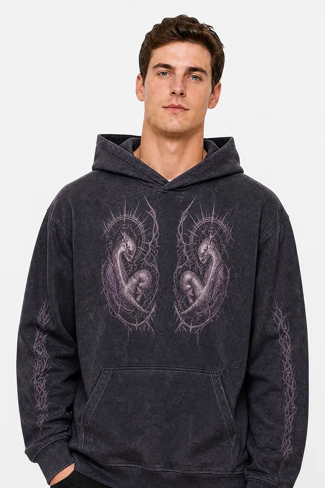 Divine Mutation Oversized Cotton Hoodie on model