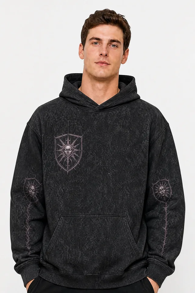 Forbidden Transmission Oversized Cotton Hoodie on model