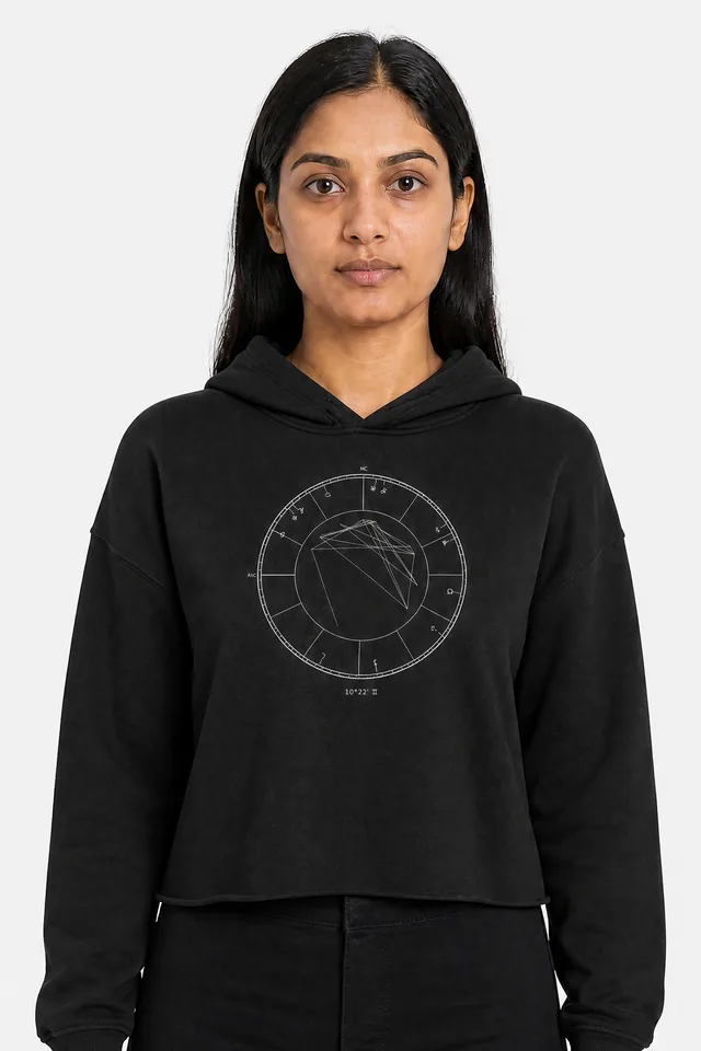 The Natal Chart Crop Hoodie on model