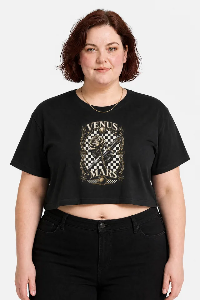 Checkerboard Crop Top on model