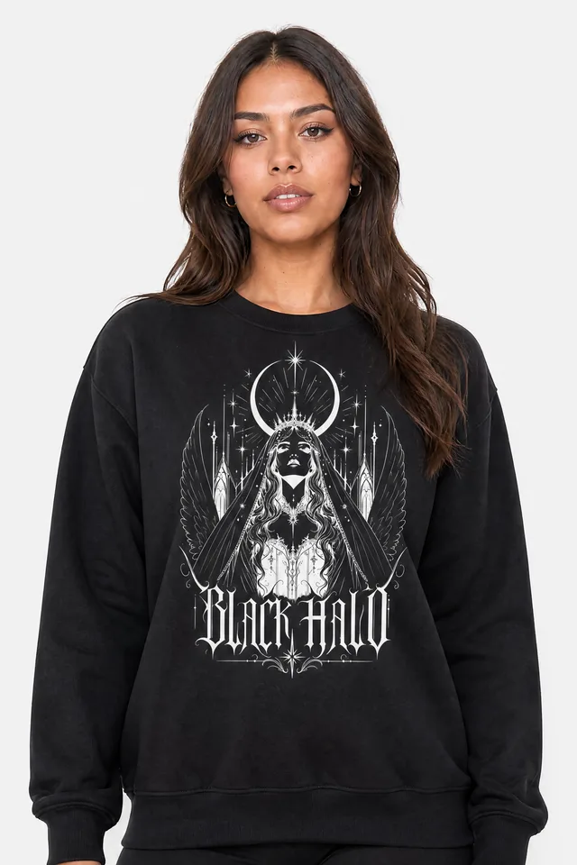 Crescent Crown Sweatshirt on model