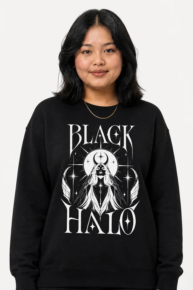 Winged Halo Sweatshirt on model