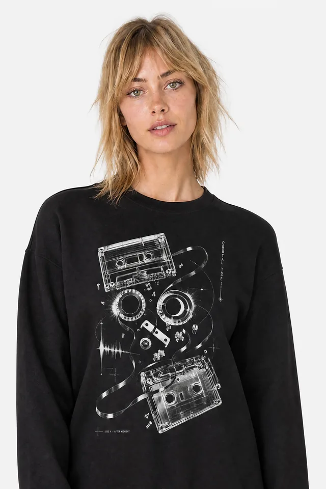 Orbital Tape Sweatshirt on model