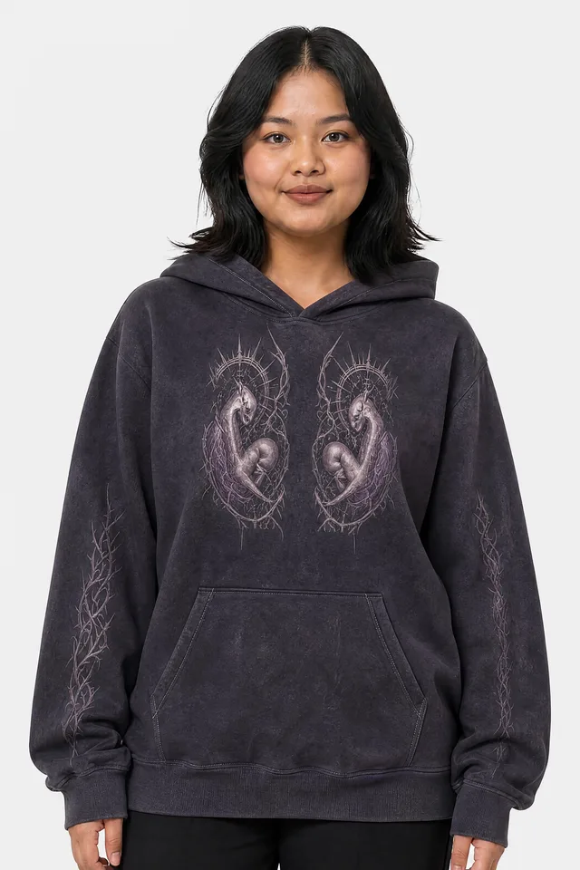 Divine Mutation Oversized Cotton Hoodie on model