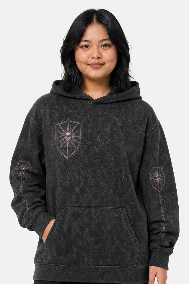 Forbidden Transmission Oversized Cotton Hoodie on model
